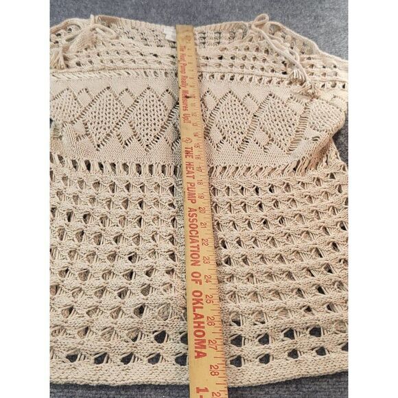 Chico's Open Knit Sweater Women Sz 1 Cold Shoulder Tassel Sleeveless Boho - Picture 3 of 8